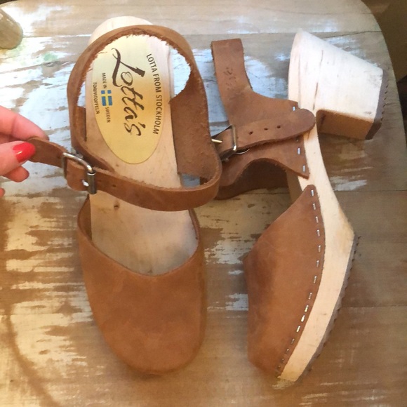 Lotta From Stockholm Shoes - Lotta’s Swedish Highwood Brown Oiled Nubuck Mary Jane Wooden Clog Heels - 39